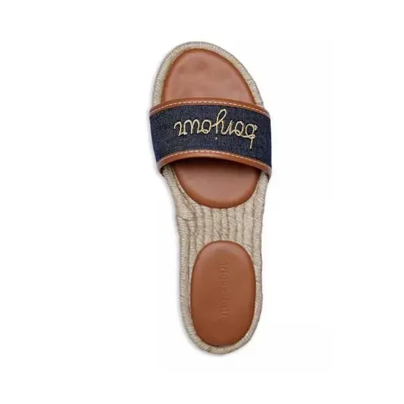 Cinq A Sept Women's Indigo Cognac Espadrille Slide Sandals